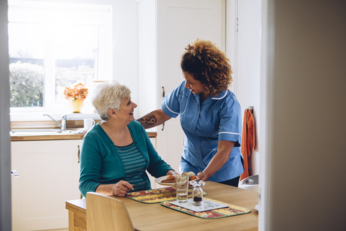 A Carer Helping The Elderly